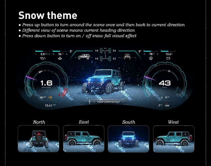 Jeep Wrangler JK LED приборная панель, магнитола, камера, вент. Решетк