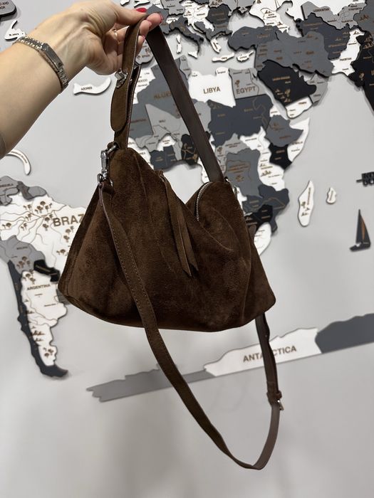 Сумка замшевая натуральная шоколадного цвета/замшева сумка