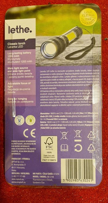 Latarka lethe 1200 mah