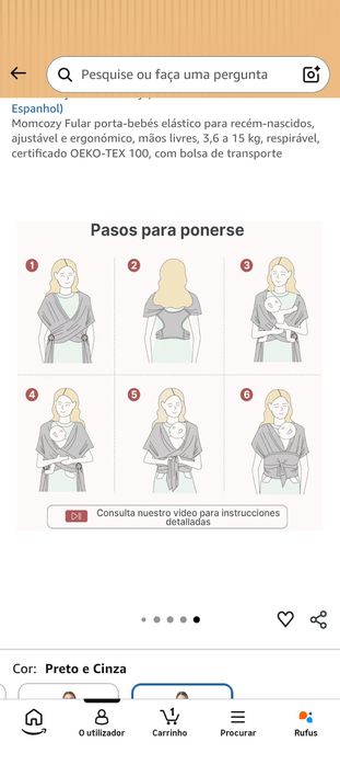 Momcozy Fular porta-bebés elástico para recém-nascidos, ajustável e ergonómico.
Canguru