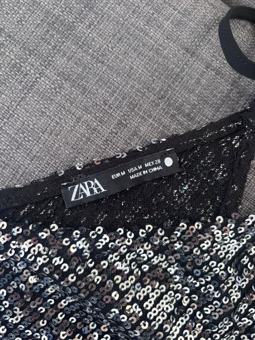 ZARA Body Lantejoulas Prateado e Preto - Tamanho M