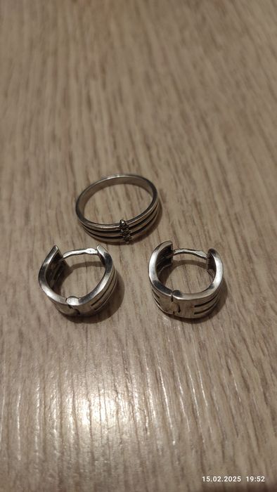 Серьги, кольцо серебро.