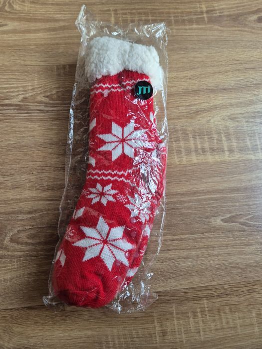 Świąteczne grube skarpetki z systemem antypoślizgowym