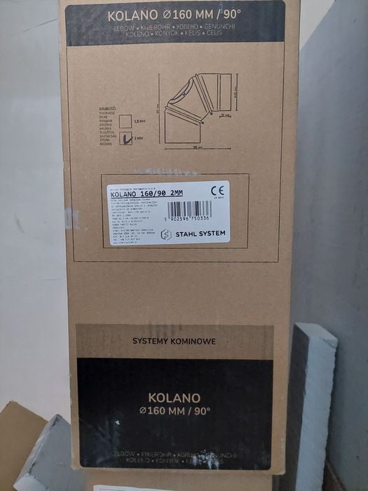 Kolano 3-elemntowe z rewizja 160mm 0-90 stopni