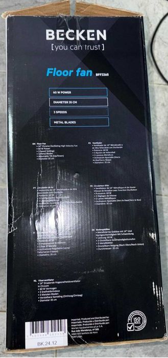 Becken BFF3365 Ventoinha de Chão 60W Aço Inoxidável [NOVA]