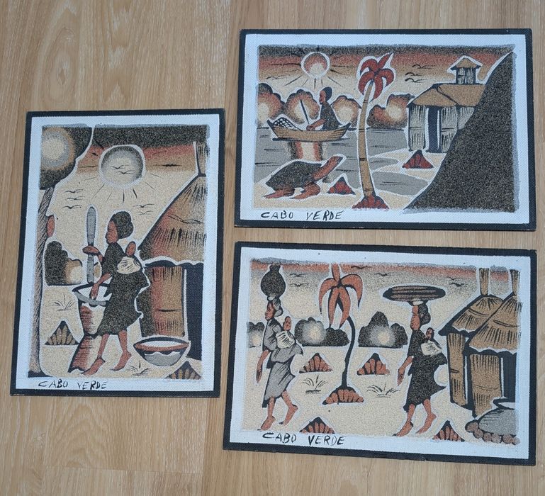 Quadros decorativos de areia - Cabo Verde (conjunto de 3)