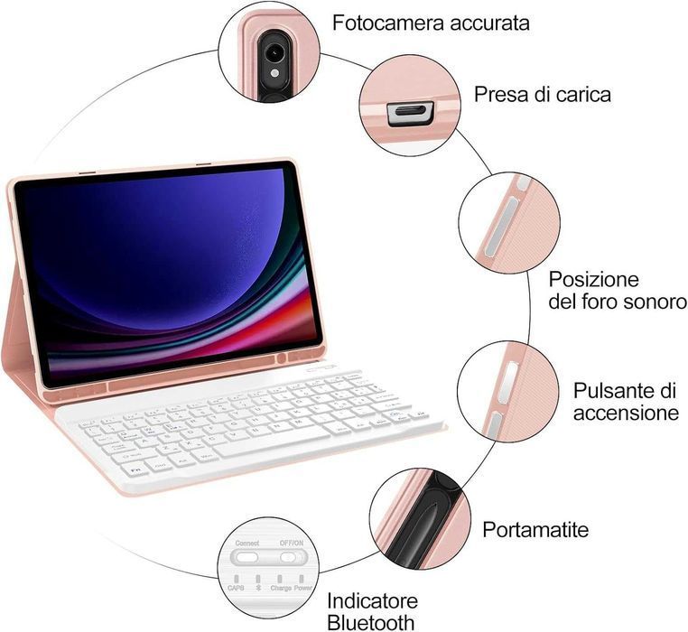 JADEMALL etui klawiatura bluetooth Samsung Galaxy Tab S9 11" S9 FE róż