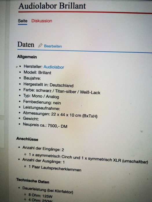 Audiolabor Brillant Reference Power Amp.