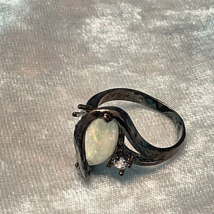 Anel prata 925 cor preta ,tamanho 16 m