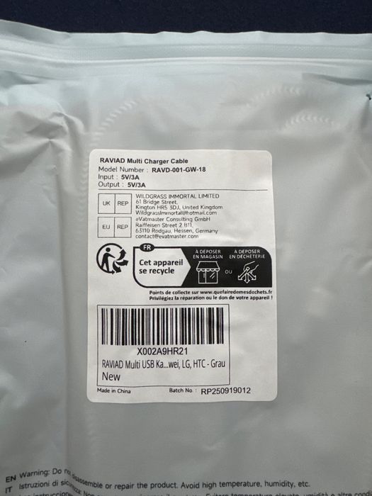 Uniwersalny kabel USB 3W1  2m NYLON