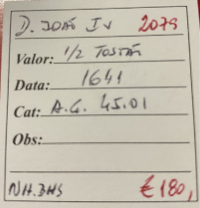 Moeda (2079) D. Joao IV - 1/2 Tostao