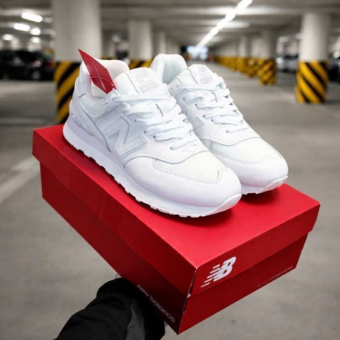 (2243) Кросівки New Balance 574 повністю білі (36-41) NB нб nb