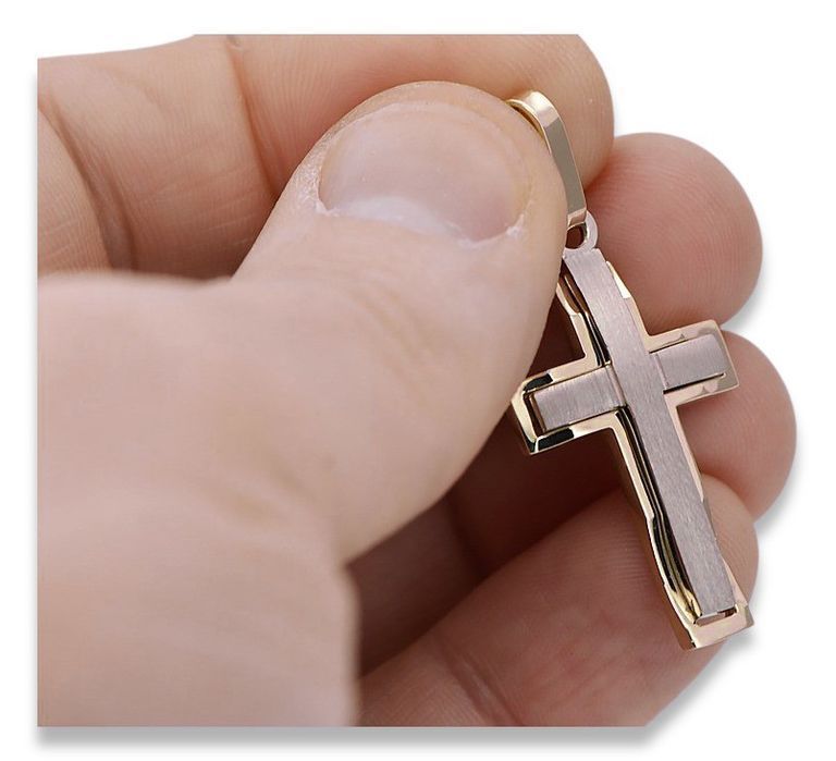 Krzyżyk Katolicki czerwonego różowego złota 14k 585 ctc095r 5,5g Wawa