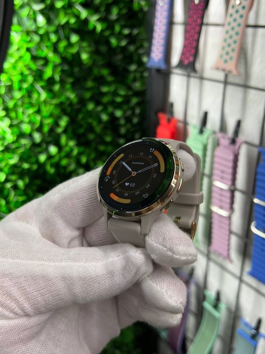 Garmin  Venu 3S Soft Gold AND LEATHER Band 010-02785-55 WATCHMANIA