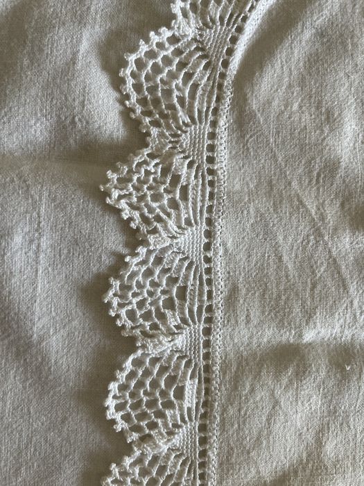 Conjunto tres naprons em linho e croche