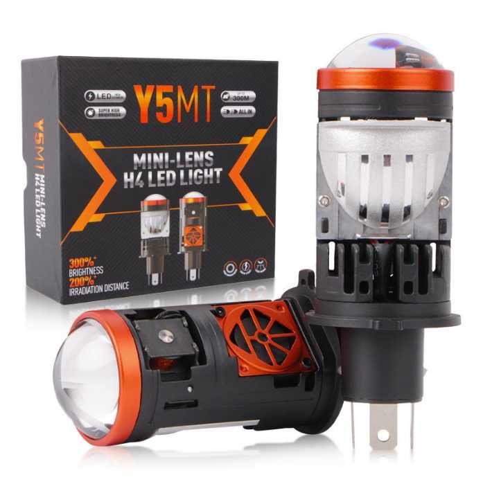 Мини линзы Y5MT H4 светодиодные LED, Комплект 2шт ГАРАНТИЯ!