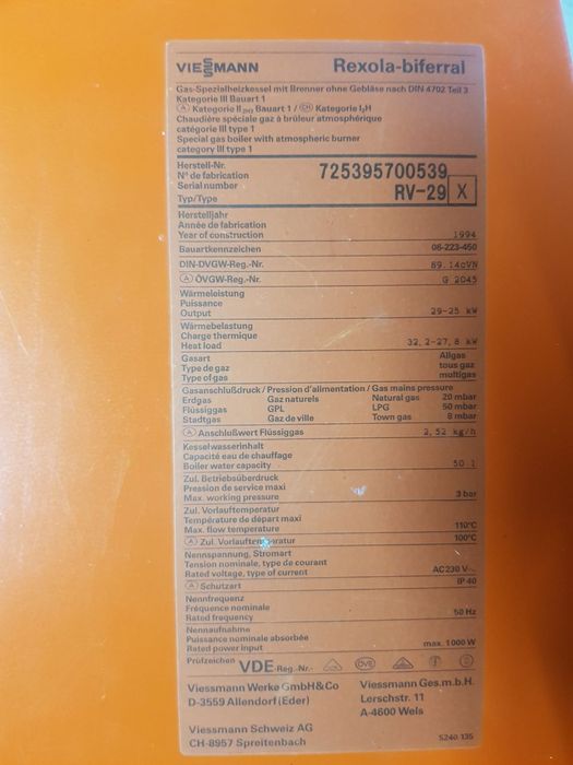 Piec gazowy na gaz VIESSMANN 25KW bojler dwupłaszczowy 200l