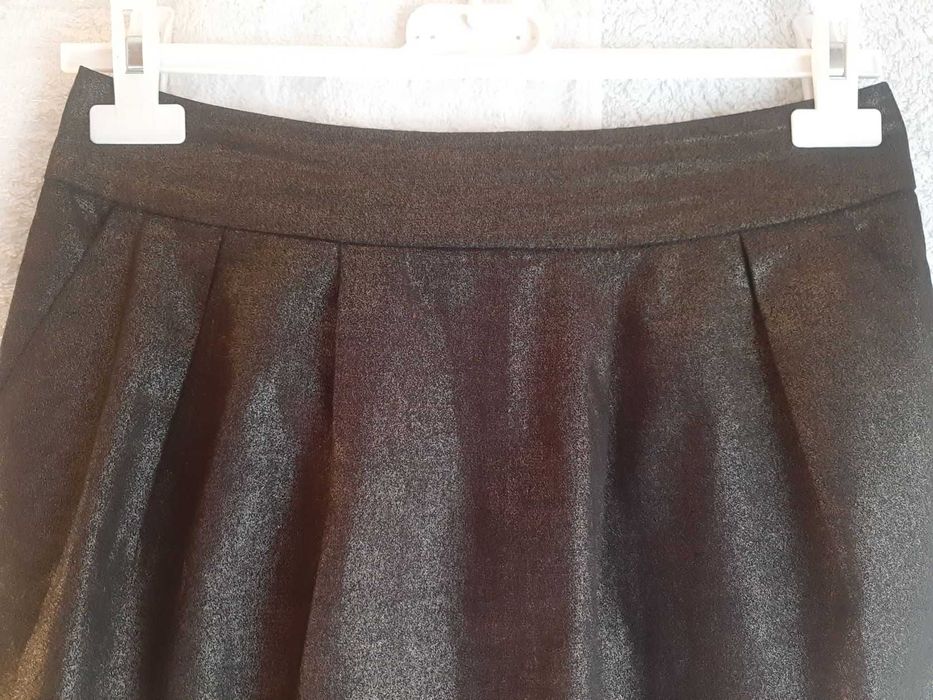 Spódnica mini imprezowa, czarno - złota,100 % bawełna, Troll, r. XS