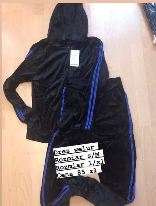 Dres welur biust 100 cZarny pani niebieskie
