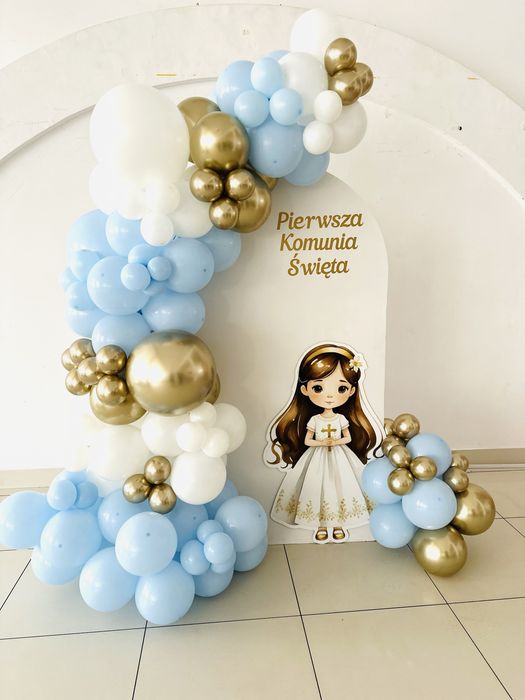 Dekoracja balony ścianka komunia