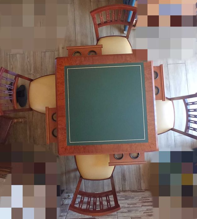 Mesa de Jogos Completa + 4 Cadeiras = QUATRO JOGOS NUMA SÓ MESA!  Cartas • Xadrez • Damas • Roleta =