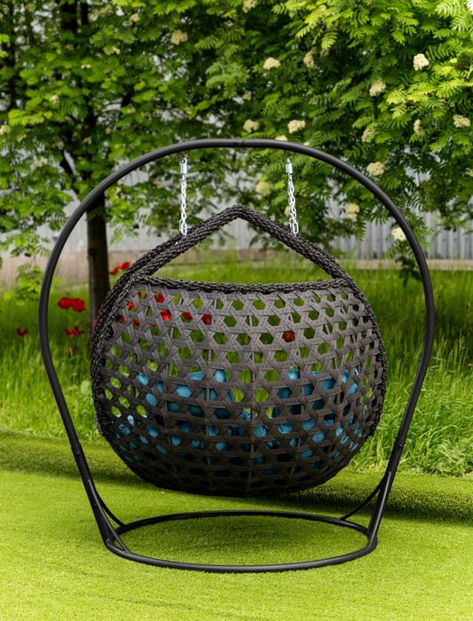 Двухместное подвесное Кресло кокон Kreslorotang. Садовая качеля Галант