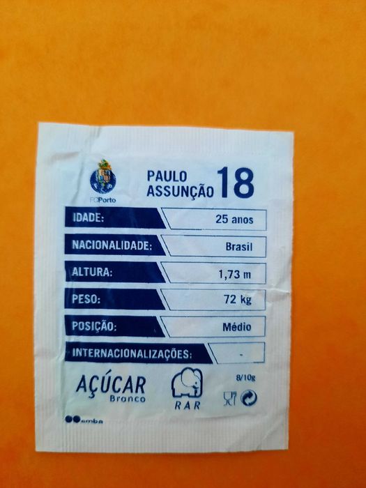 Pacote de açúcar Paulo Assunção - RAR Clubes Porto