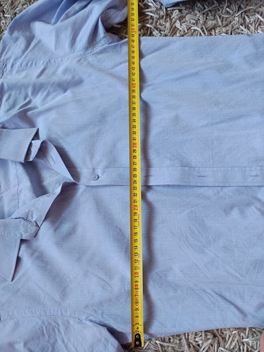 Męska koszula Wólczanka 40 niebieska błękitna tłoczony biały wzór