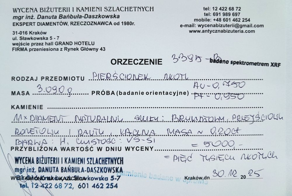 R.22 Pierścionek Art deco Diamenty Złoto 585 Platyna WYCENA