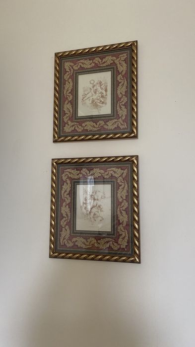 Quadros anjos com moldura dourada
