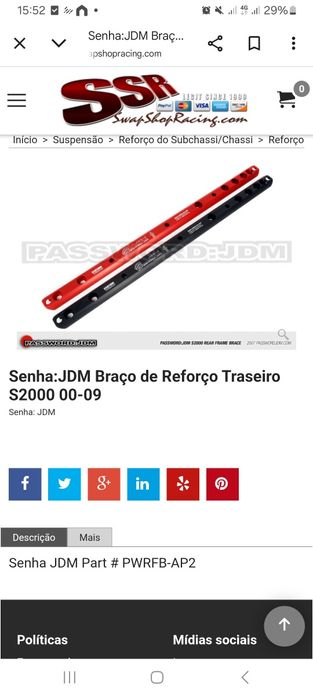 Honda s2000 barra traseira jdm password
