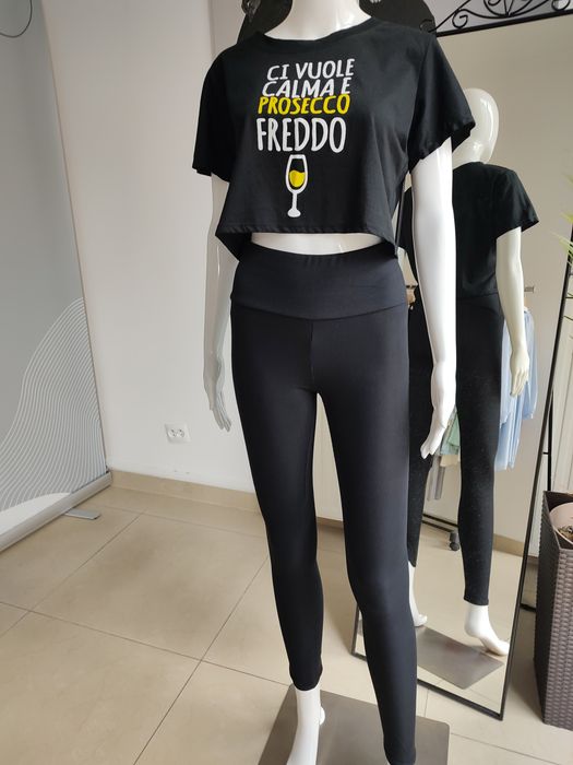 Legginsy bambusowe w prążek - czarny M/L