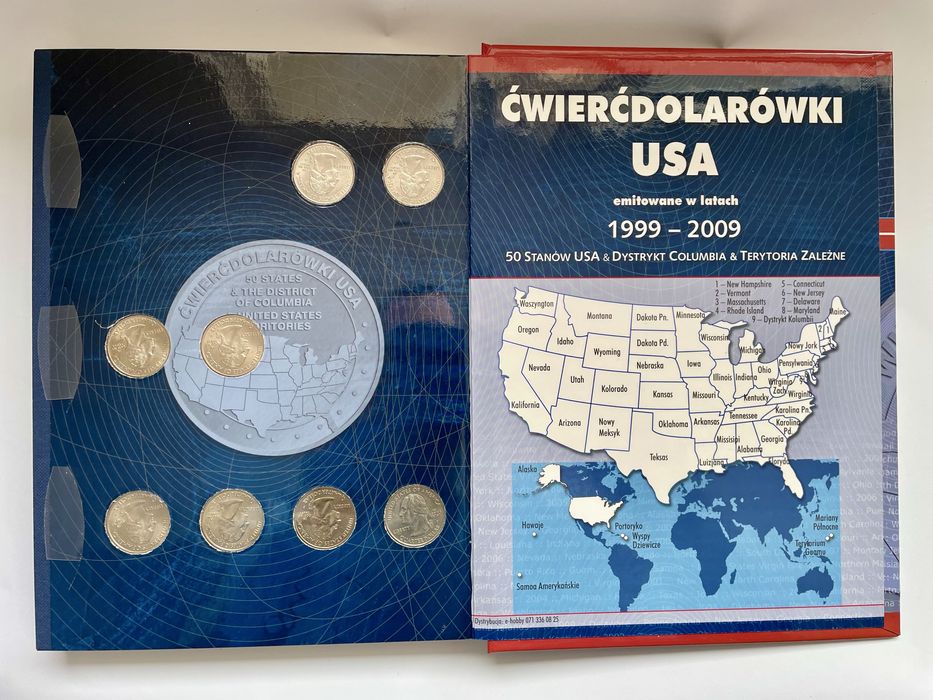 Ćwierćdolarówki USA klaser z 56 monetami