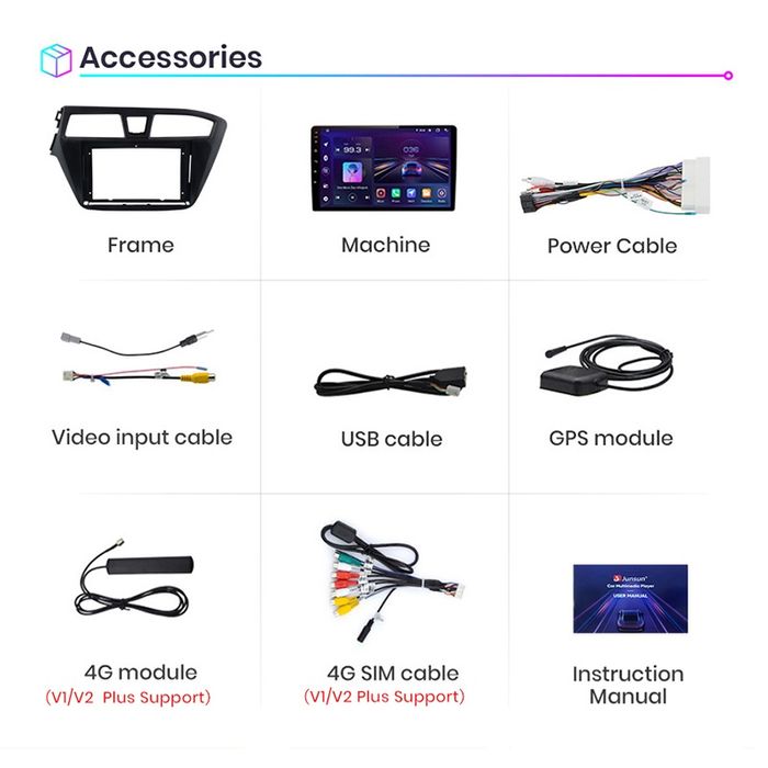 Rádio 9" android 2/32GB Hyundai I20 de 2014-19 WIFI GPS Bluetooth NOVO