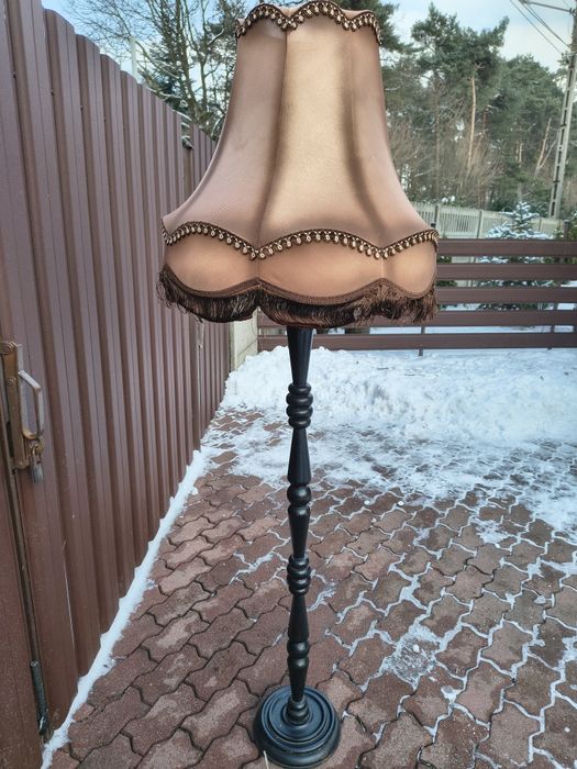 Lampa stojąca z abażurem retro vintage prl
