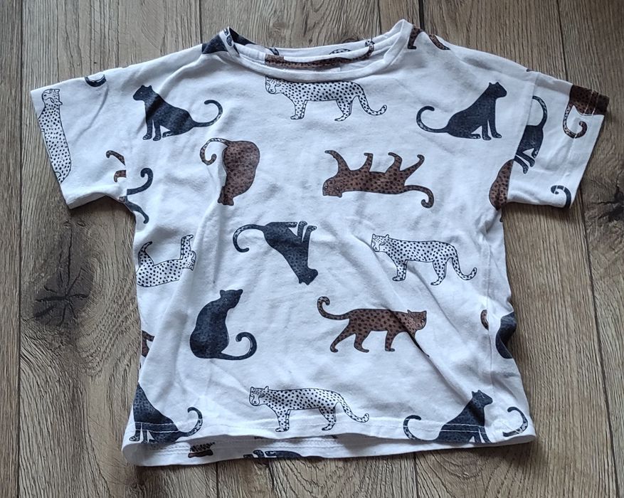 Koszulka t-shirt biały pantery dzikie koty 104