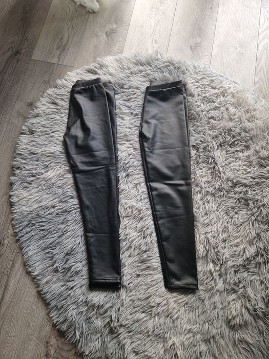 Nowe Czarne ala skórzane legginsy dla bliźniaczek 116