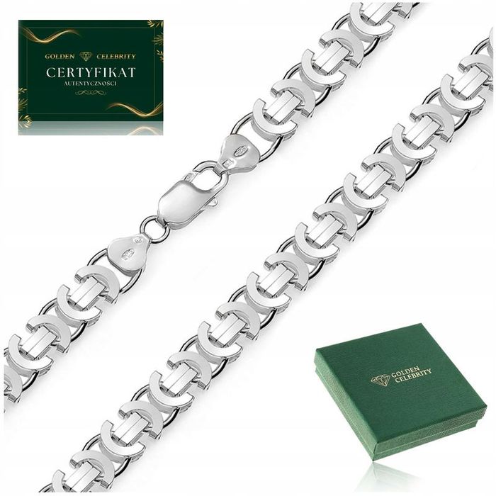 Srebrny Łańcuszek Srebrny Męski Splot Królewski Próba 925/50cm/7mm Pre