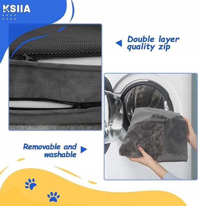 90x57x16cm Szare KSIIA Ortopedyczne Legowisko Dla Średnich Psów NrZ24