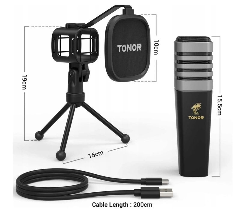 Mikrofon pojemnościowy USB Tonor TC30 nagrywanie podcasty streaming PC