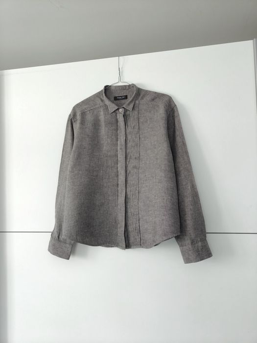 Koszula Massimo dutti 34 XS szara lniana na guziki plisy