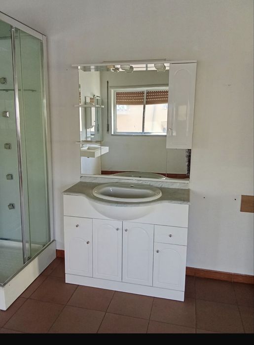 Conjunto de Móvel de Casa de Banho Completo (Móvel + Lavatório + Espelho)