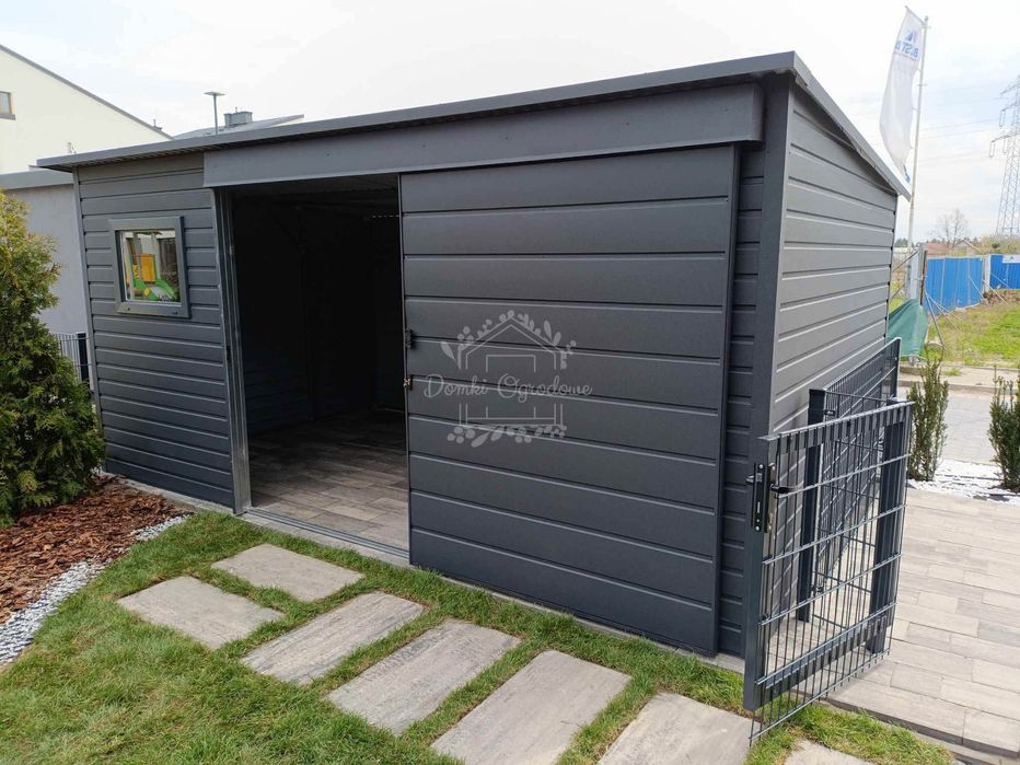 Schowek - domek ogrodowy 5,5x2,5m drzwi przesuwne  antracyt ID1086
