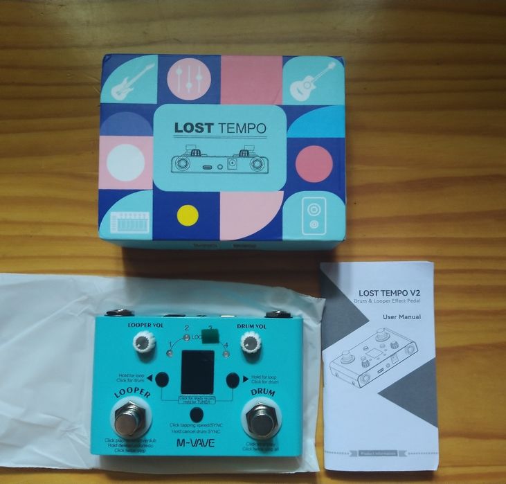 Pedal de guitarra LOOPER + Drums. Novo.