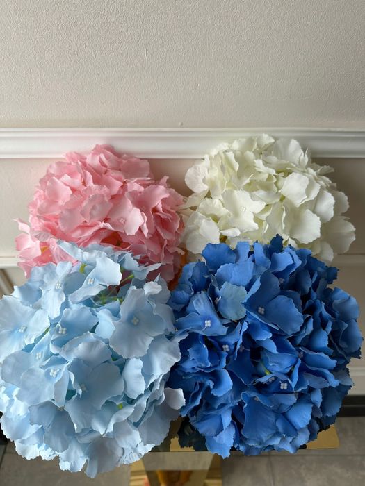 Hortensja sztuczna wyrobowa duża głowa biała niebieska różowa