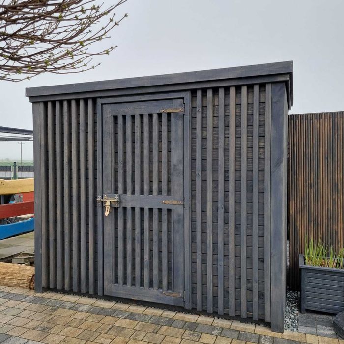 Domek narzędziowy lamelowy 2,5x1,1m, drewniany domek narzędziowy