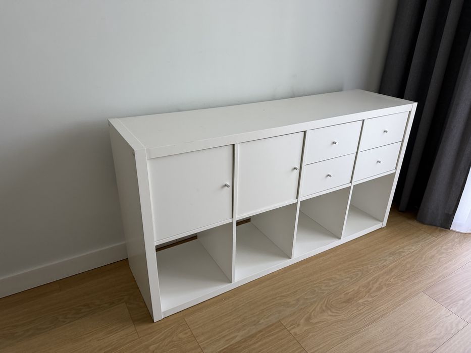 IKEA KALLAX 4×2 biały + szuflady + drzwiczki | Bardzo dobry stan