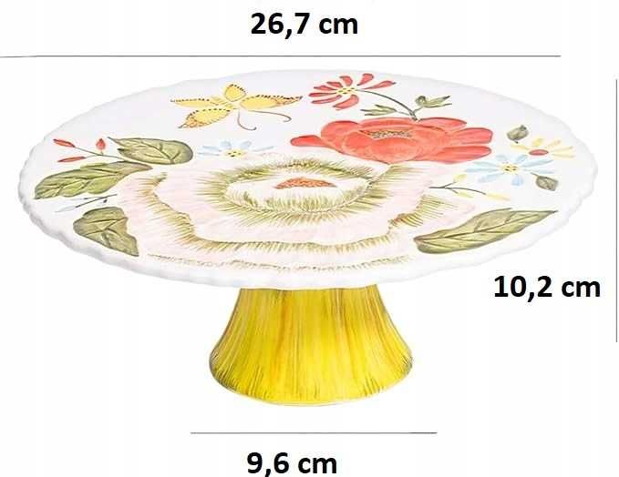 Piękna Ceramiczna Patera Ręcznie Malowana na Ciasto Babeczki 27 cm