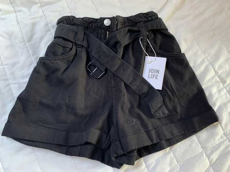 spodenki czarne talia wysoki stan