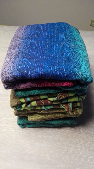 Chusta tkana Beloved Dahlias, 4,2 m, 260 gsm, nosidło Little Frog